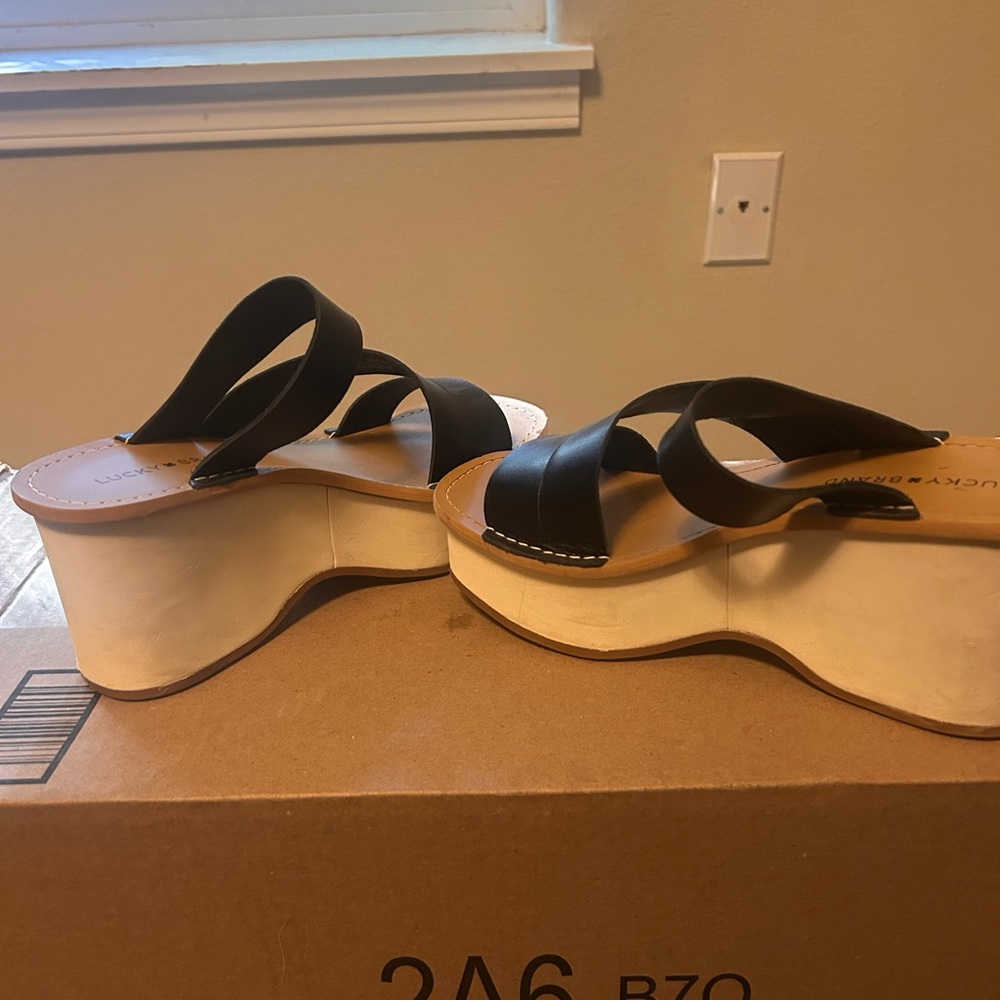Black Wedge Sandals